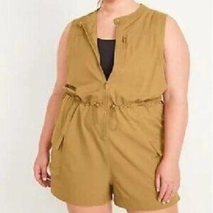 Old Navy XXL StretchTech Sleeveless Zip-Front Cargo Romper 3-inch Gorpcore